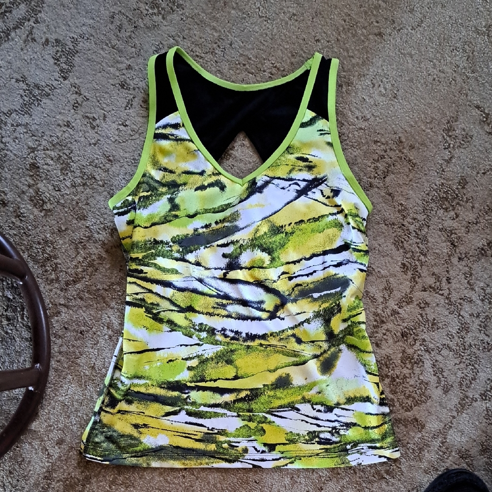 Xersion Yellow & Black Abstract Racerback Tank